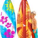 2 Pcs 60" Luau Inflatable Surfboard Hawaiian Theme Beach Pool Float Summer Tropical Blow up Pool Board Blue and Orange Surfboard for Adults Kids Beach Hawaiian Party Decor, 2 Styles