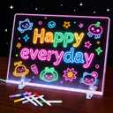 LED Note Board with 7 Colors15"x10" Drawing Tablet with 4 Modes, 7 Luminous Birthday Gifts for Kids (White)