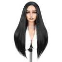 Quantum Love Wigs Long Natural Straight Middle Part Natural Black Color Wig Heat Resistant Realistic Synthetic Daily Party Cosplay Halloween Daily Party Use Wig