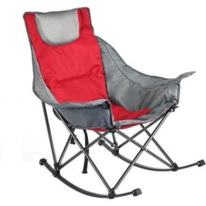 SUNNYFEEL Oversized Rocking Camping Chair, Fully Padded Patio Chair with Side Pocket, High Back Portable Lawn Recliner with Headrest, Outdoor Camp Rocker Chairs for Adults Heavy Duty 500 LBS Carry Bag, 1 PC