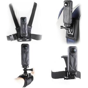 Accessories Kit for Insta360 One X5/X4/X3/X2/X, One R, X and GoPro Hero 9,New Quick Release Head Strap Mount + Chest Mount Harness + Backpack Strap Clip + 360Rotating Wrist Strap
