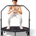 Mini Exercise Trampoline Foldable Fitness Trampoline 40" with Adjustable Foam Handle Load-Bearing 330lbs Fitness Rebounder for Adults Indoor Outdoor Workout