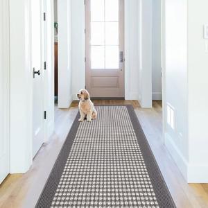 Ileading Laundry Room Runner Rug 2F*8F Non Slip Farmhouse Kitchen Floor Mats with Rubber Backing Machine Washable Grey Indoor Decor Carpet for Doormat Hallway Entryway Petmat Garage Balcony