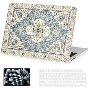 AKIT Compatible with MacBook Air 13 inch Case 2026 2025 2024-2022 M4 M3 M2 A3240 A3113 A2681, Pattern Hard Shell Laptop Case+Screen Protector+Keyboard Cover for MacBook Air 13.6 inch, EuropBlue