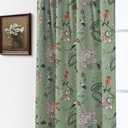 Green and White Curtains 96 Inches Long 2 Panel Set for Bay Window,70% Blackout Eclectic Art Nouveau Print Floral Patterned Cool Ceiling to Floor Length Curtain Drapes for Living Room Sunroom