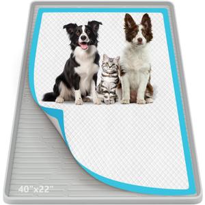 Pee Pad Holder for Dogs, 40" x 22" Extra Large Silicone Pee Tray Mat High Edge, Leak-Proof, No Spill Pet Pad Holder for Puppy, Cat, Rabbit, Training Pads for Floor Protection, No Pee Pads