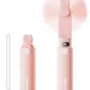 Bearwind Portable Handheld Mini Fan: 2 in 1 Rechargeable Hand Held Fan with Backup Power & Digital Display - Summer Essentials for Travel, Concerts, Makeup, Lash - Gifts for Women, Girls (Pink)