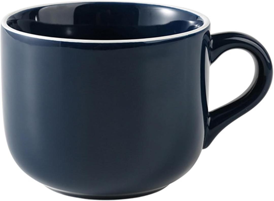 CROMIITSM Extra Large Porcelain Coffee 23 Oz Mug, Breakfast Cup and Soup Bowl, Microwave and Dishwasher Safe, Jumbo Wide Mug with Handles