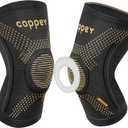 JIUFENTIAN Copper Knee Braces for Arthritis Pain (2 pack)- Professional Knee Suppot with Side Stabilizers - Breathable Compression Sleeves for Pain Relief & Stability (Arthritis, Gym, Work)-Medium (M)