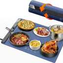 Food Warming Mat 24"x16", Electric Warming Tray with 6 Level Adjustable Temperature, Heating Fastly in 10s, Timed Function & Kids Lock, Portable Roll-Up Mat for Family Gatherings, Buffets and Parties (Blue)
