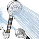 Filtered Shower Head with Handheld, High Pressure 9 Spray Setting Showerhead with Filters, Filter Hard Water with Hose, Remove Chlorine, Power Wash Clean Tub (Chrome & Black)