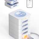 56-Day Automatic Pill Dispenser  App & On-Device Setup by Family, LCD Display, Digital Lock, Sound & Light Alerts  Safe Medication Organizer Management for Seniors (4-Tray, White)