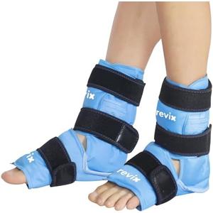 REVIX Foot Ankle Ice Pack Wraps for Discomfort, Reusable Gel Ice Wrap with Cold Compression Therapy, Plantar Fasciitis, Post-Workout Feet Recovery, Soft Plush Lining, 2 Packs