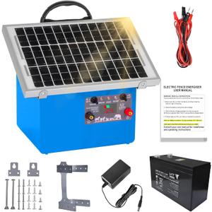 20 Miles Solar Electric Fence Charger,Auto-Adjusting Electric Output Voltage,0.5 Joule Electric Fence Energizer with 7.5W Solar Panel/7Ah Battery,for Livestock,Cattle,Raccoon, Deer,Goat.