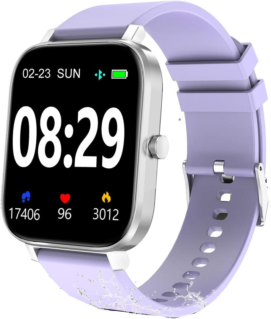 Smart Fitness Tracker Watch with Heart Rate Monitor, Activity Tracker with Pedometer, Sleep Monitor, Calories & Step Counter, Waterproof Smart Watch for Women Men Fitness Watch for Sports (Purple)