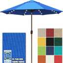 EliteShade USA 10-Year-Non-Fading 10ft Market Patio Umbrella, Commercial Grade Table Sun Umbrella with 80 Solar LED Lights, Crank Open, Windproof & UPF 50+ UV Protection for Garden, Deck, Pool, Backyard, Royal Blue
