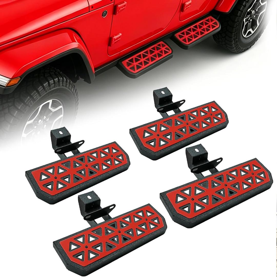 Running Boards Side Steps Fit for Jeep Gladiator JT 4 Doors 2019-2026 | 4 Packs Heavy-Duty Carbon Steel Side Steps, 5.9 In Textured Black Step Bars, Nerf Bars, Not Fit For Rock Rails