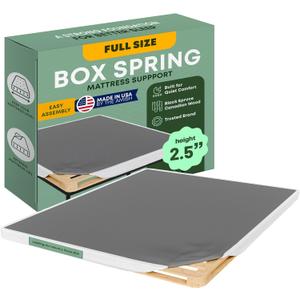 Greaton, 2.5 Full Size Box Spring Only for Full Size Bed Amish-Made in the USA Solid Wood Mattress Foundation with Stable & Quiet Support Flat-Packed & Easy Assembly,  White