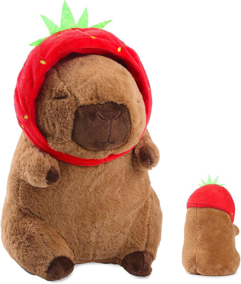 Capybara Plush Cute Capybara Stuffed Animal Kawaii Plush with Strawberry Hat Capybara Gifts Cute Plush Pillow Birthday for Boys Girls 9 Inch Capybara Plush Cute Capybara Stuffed Animal Kawaii Plush with Strawberry Hat Capybara Gifts Cute Plush Pillow Birthday for Boys Girls 9 Inch