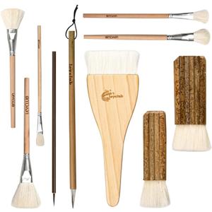 Glaze Brushes Pottery Tools,10 PCS Painting Ceramic Brush Set, Different Shape Wool Soft Bristle for Ceramic Pottery Glazing Creation