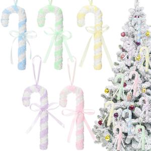 Sosation 10 Pcs Large Candy Christmas Tree Ornaments 2025 5.9" Candy Cane Ornaments Pastel Christmas Tree Decoration Pastel Color Dessert Pendant Decoration Hanging Crafts for Home Xmas Party Decor