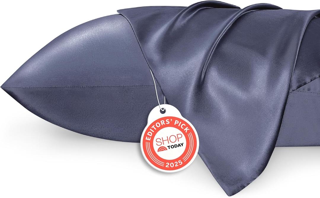 Bedsure King Size Satin Pillowcase Set of 2 - Blue Granite Silky Pillow Cases for Hair and Skin with Envelope Closure, Similar to Silk Pillow Cases, Gifts for Women Men, 20x36 Inches, 2pcs