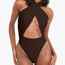 HYPERFIRE Women's Sexy Halter Criss Cross Swimsuit Cut Out One Piece Bathing Suit High Cut Swimwear Small