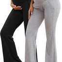 PACBREEZE Women's Maternity Pants Lounge Workout Joggers Over The Belly Pajama Sweatpants Stretchy Pregnancy Pants (Medium, C01: Black/Heather Gray)