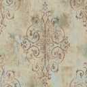 HAOKHOME Vintage French Damask Peel and Stick Wallpaper Deep Yellow/Mist Blue/Brown Vinyl Self Adhesive Wall Paper Design for Walls Bathroom Bedroom Home Decor 17.7in x 9.8ft