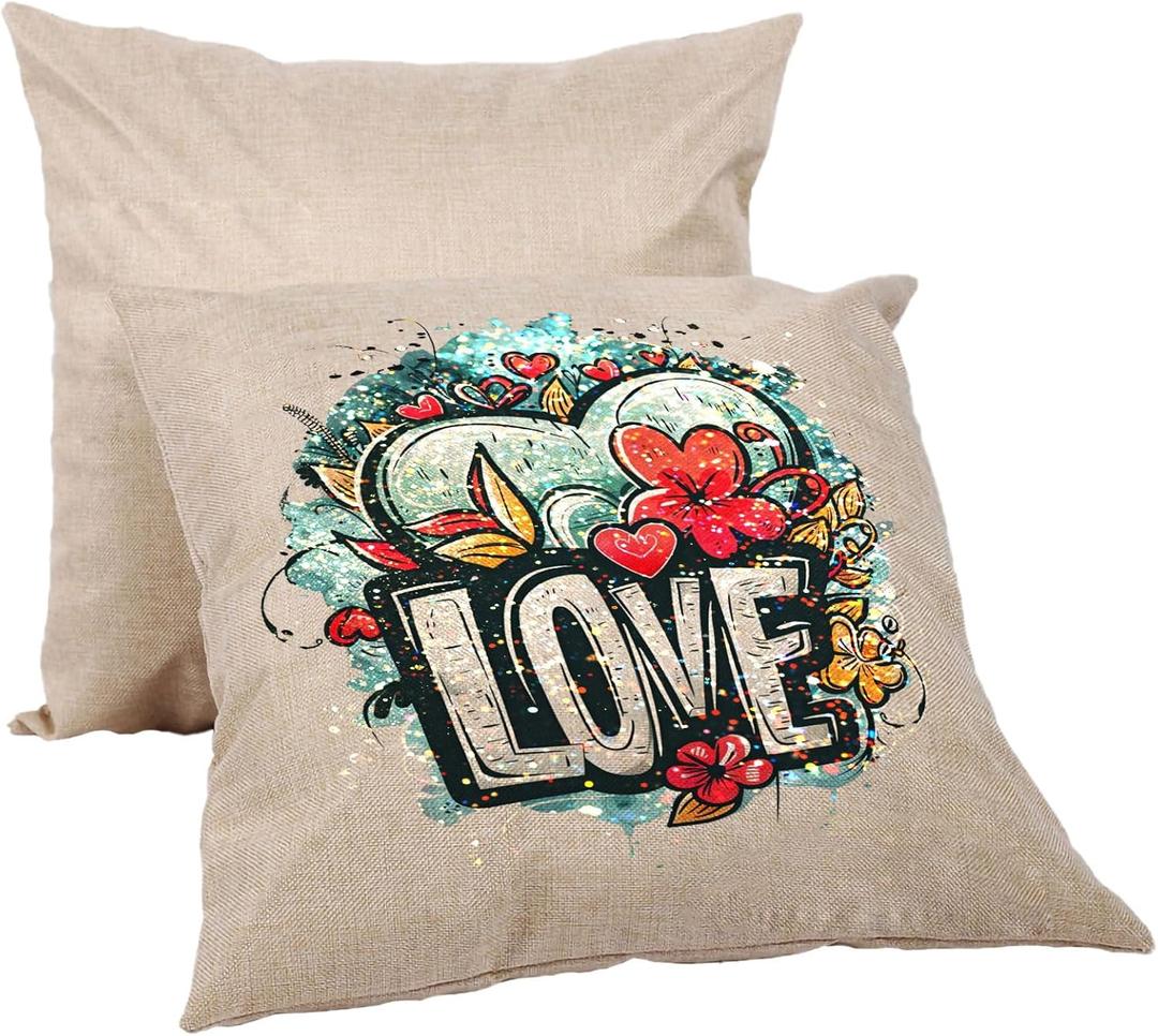 H-E Linen 3D Sublimation Blank Pillow Case DTF Fashion Cushion Pillowcase Cover for Heat Press Printing and DTF Printing Throw Pillow Covers (10pcs/Pack)