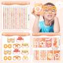 Honoson 122 Pcs Groovy Party Favors Retro Hippie Birthday Gifts Set Supplies Boho Notepad Pencil Stamp Sharpener Glasses Sticker Bags for Kids Classroom Baby Shower Prizes Rewards Supplies
