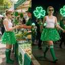 Adult Women St. Patricks Day Green Tutu Skirt with Scock Set Teens Shamrock Dress-Up Irish Party Clover Tutu Costumes (Green, L)