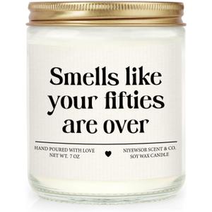 Niyewsor 60th Birthday Gifts for Women Men, Sixty Birthday Candle, 1966 60th Birthday Decorations for Women Men, 60 Year Old Bday Gifts for Friends, Sister, Mom, Dad, Handmade, 7oz