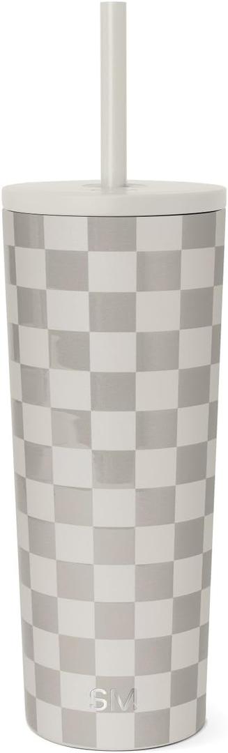 Simple Modern Classic Tumbler with Straw Lid | Insulated Iced Coffee Cup Reusable Stainless Steel Water Bottle Travel Mug | Gifts for Women Men Her Him | 24oz | Checkmate