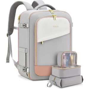 LOVEVOOK Travel Backpack for Women, 40L Carry On Backpack Flight Approved, Large Personal Item Bag Fits 17 inch Laptop, TSA Approved Luggage with 3 Packing Cubes,Waterproof Weekender Gym Essentials