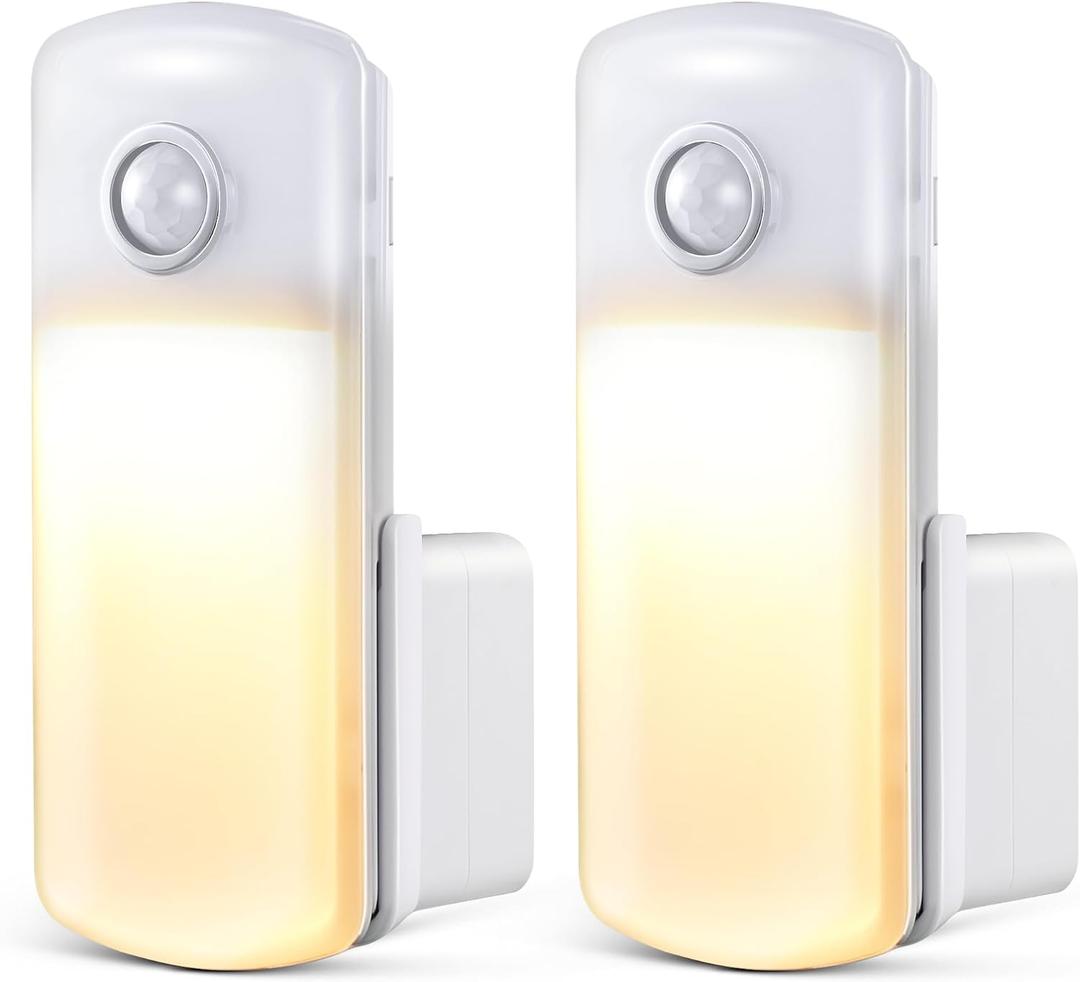 Enhon 2 Pack Emergency Power Failure Night Lights, Motion Sensor Night Light, Automatic Dusk to Dawn, Emergency Lights for Home, Bedrooms, Hallways, Black Outs, Rechargeable