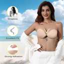 Strapless Sticky Bra Push Up for Women, Adhesive Silicone No Show Bra for Backless Dress, Invisible Reusable V Shape, C