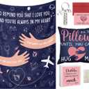 Frienda 7 Pcs Valentine's Day Long Distance Relationship Gifts for Her He Couple Long Distance Blanket Keychain Love Pillow Cover Card Envelope and Box for Girlfriend Women Boyfriend Valentine's Gifts