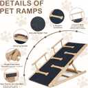 Dog Ramp for Bed, Non-Slip Pet Ramp with 5 Adjustable Heights, Portable Foldable Wooden 40" Long Pet Stairs for Small & Large Old Dogs & Cats - Lightweight & Easy Storage