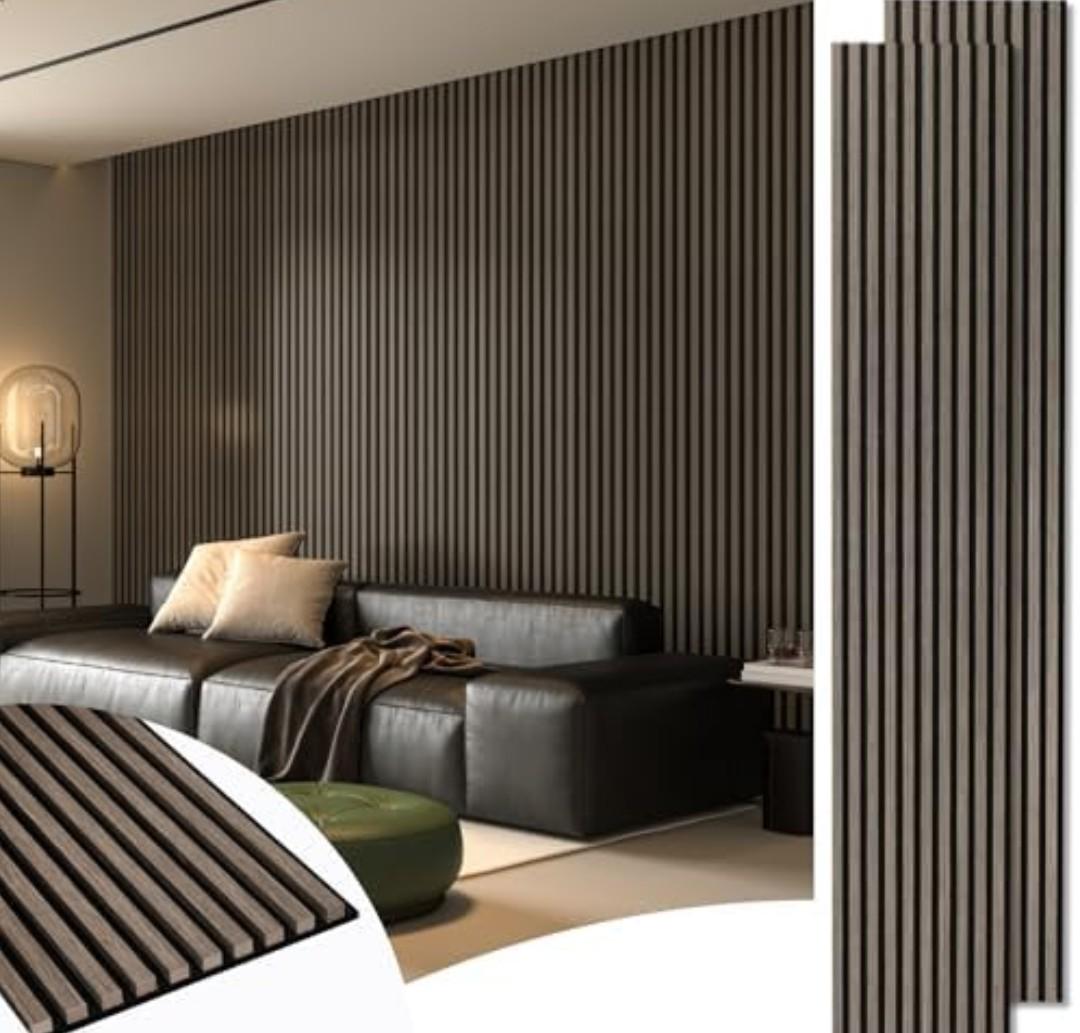 Art3d 2-Pack 108" x 12" Acoustic Wood Panels for Wall, Soundproof Wood Slat Panel for Wall and Ceiling, 3D Fluted Sound Absorbing Paneling for Interior Wall Decor, Living Room, Bedroom - Walnut