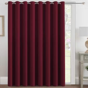 H.VERSAILTEX Blackout Patio Curtains 100 x 96 Inches for Sliding Door Extral Wide Blackout Curtain Panels Christmas Decor for Living Room - Grommet Top, 8' Tall by 8.5' Wide - Burgundy