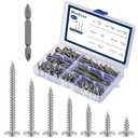  130 Pcs WensiLon #8 Phillips Truss Head Wood Screws Stainless Steel 410 Quick Metal Self Tapping Assortment Kit