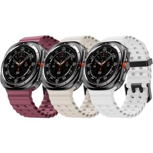 Compatible with Samsung Galaxy Watch Ultra Bands 47mm, Sport Silicone for galaxy watch ultra band Men/Women (Black+Starlight+Vintage rose)