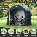 Happy Travel Bike Storage Shed Tent, Waterproof Portable Bicycle Cover with 30% More Top Storage Space for 2/3/4/5 Bikes,Clips Easy Setup Outdoor Sheds Shelter for Motorcycle, Garden Tools, Lawn Mower