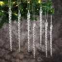 26pcs Icicle Ornaments Included Large Christmas Plastic Hanging Decoration Clear Christmas Tree Icicles Set (5inch)