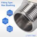 LTWFITTING Bar Production Stainless Steel 316 Pipe Hex Bushing Reducer Fittings 1" Male x 1/4" Female NPT Fuel Water Boat (Pack of 5)