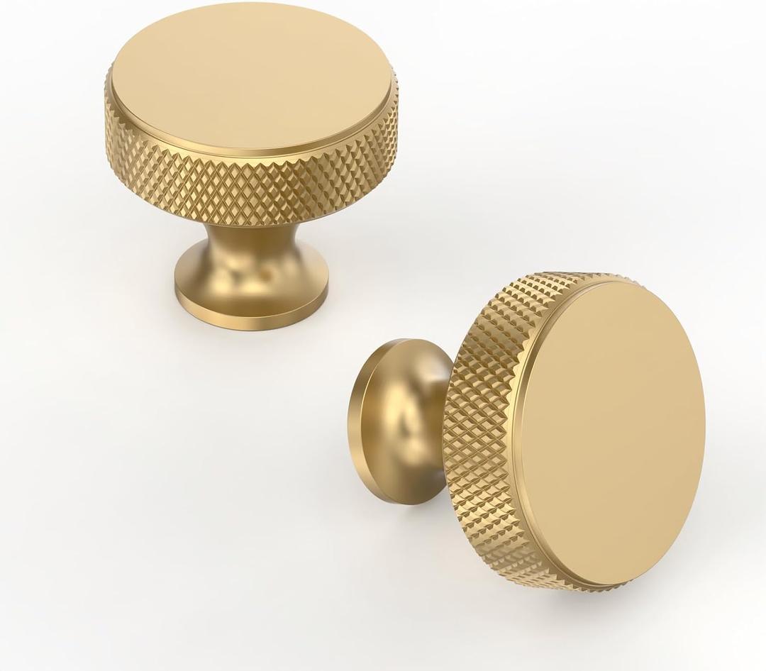 Asidrama 10 Pack Champagne Bronze Kitchen Cabinet Knobs Knurled Dresser Knobs Drawer Knob Cabinet Hardware Aluminum Knob for Dresser Drawers