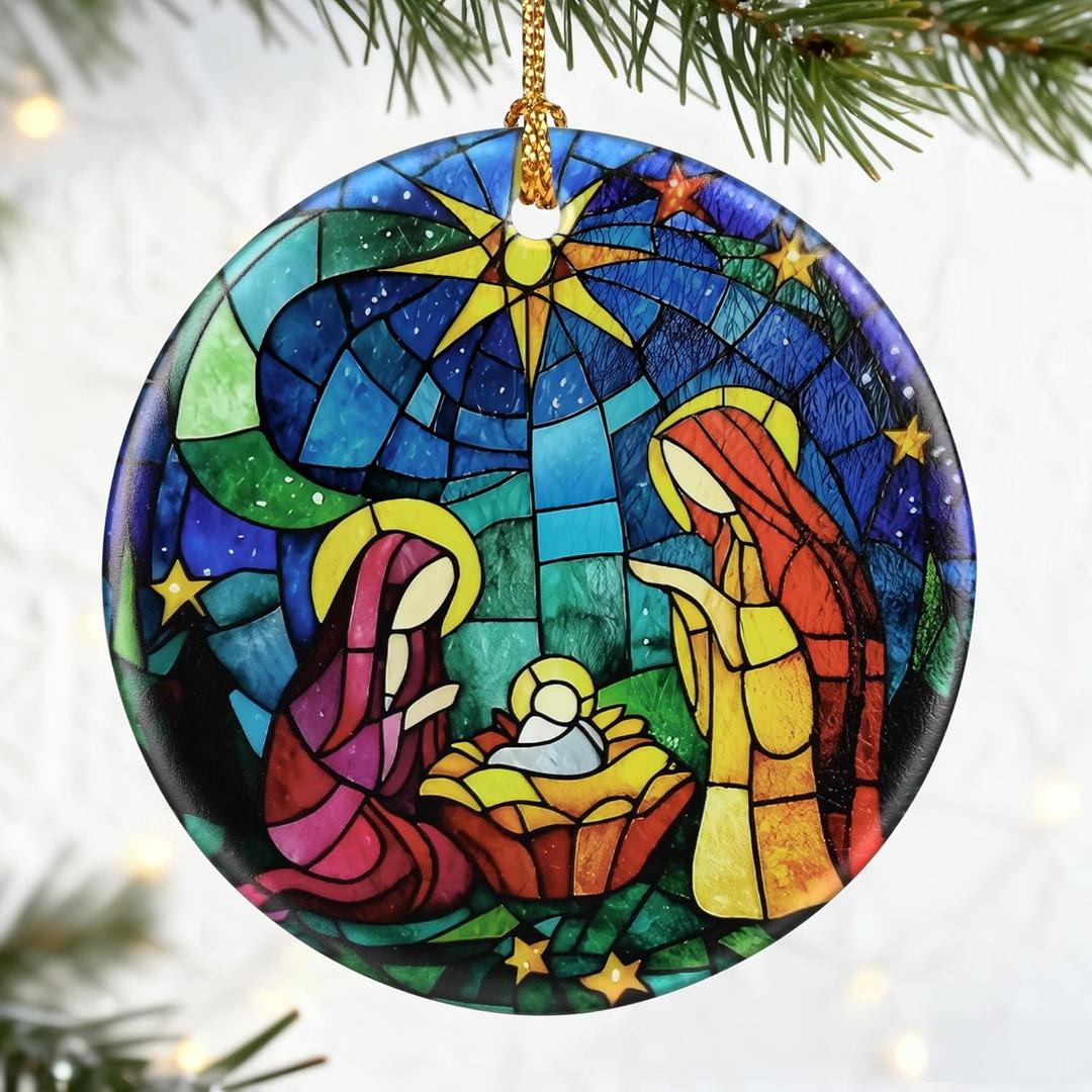 Christian Gifts: Nativity Scene Ornament | Christmas Ornaments (Christmas Tree Decorations), Christian Religious Decor, Holy Family Decoration, Religious Gifts, Baptism Gift & Xmas Gift