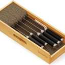 SpaceAid Knife Drawer Organizer Bamboo Insert Dock, Kitchen Steak Knives Holder Organizers Block for Drawer in Storage Organization (Small)