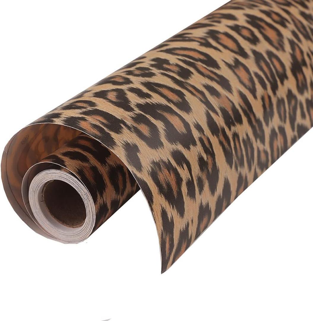 GLOW4U Self Adhesive Thick Vinyl Decorative Leopard Shelf Liner Contact Paper for Cabinets Dresser Drawer Furniture Walls 19X78.7 Inches